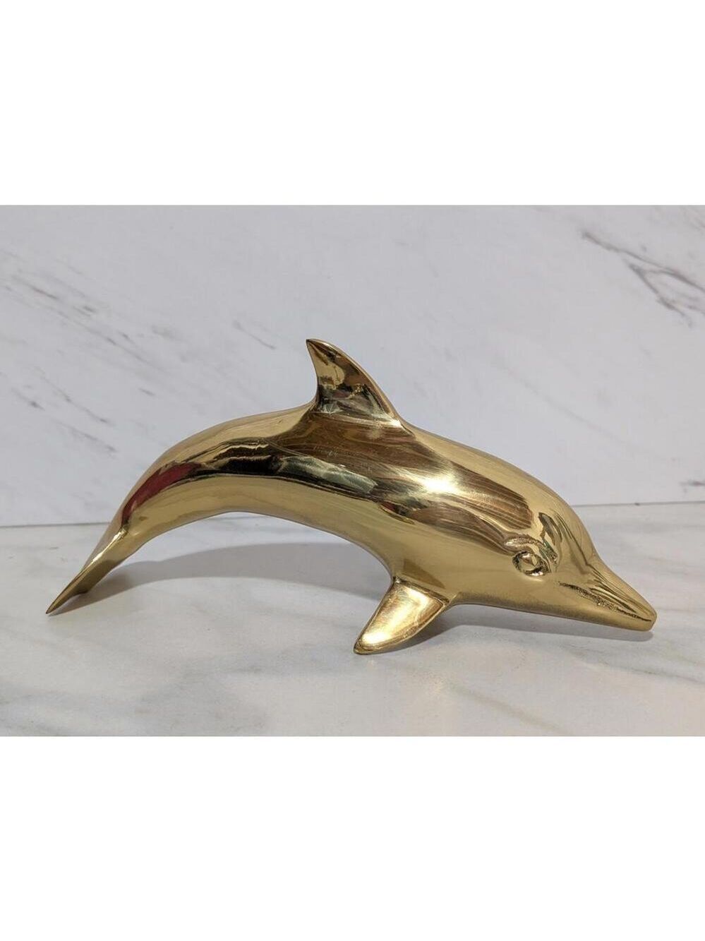 Brass Dolphin Figurine Sculpture 8" in Length